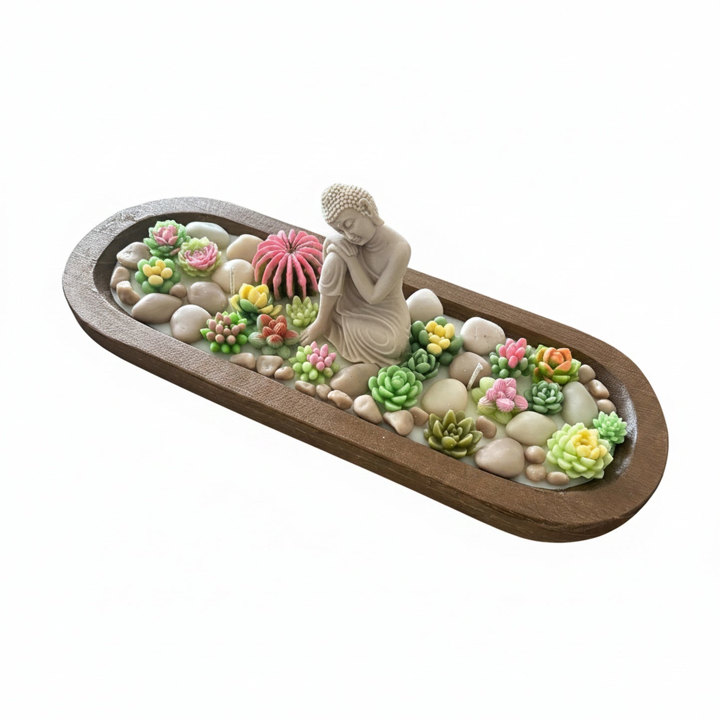 Gardenia Mist – Signature Wooden Bowl (Zen Buddha)