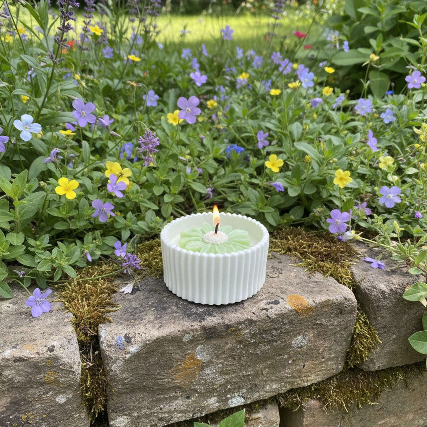 Blush Rose – Petite Candle (Green Daisy)
