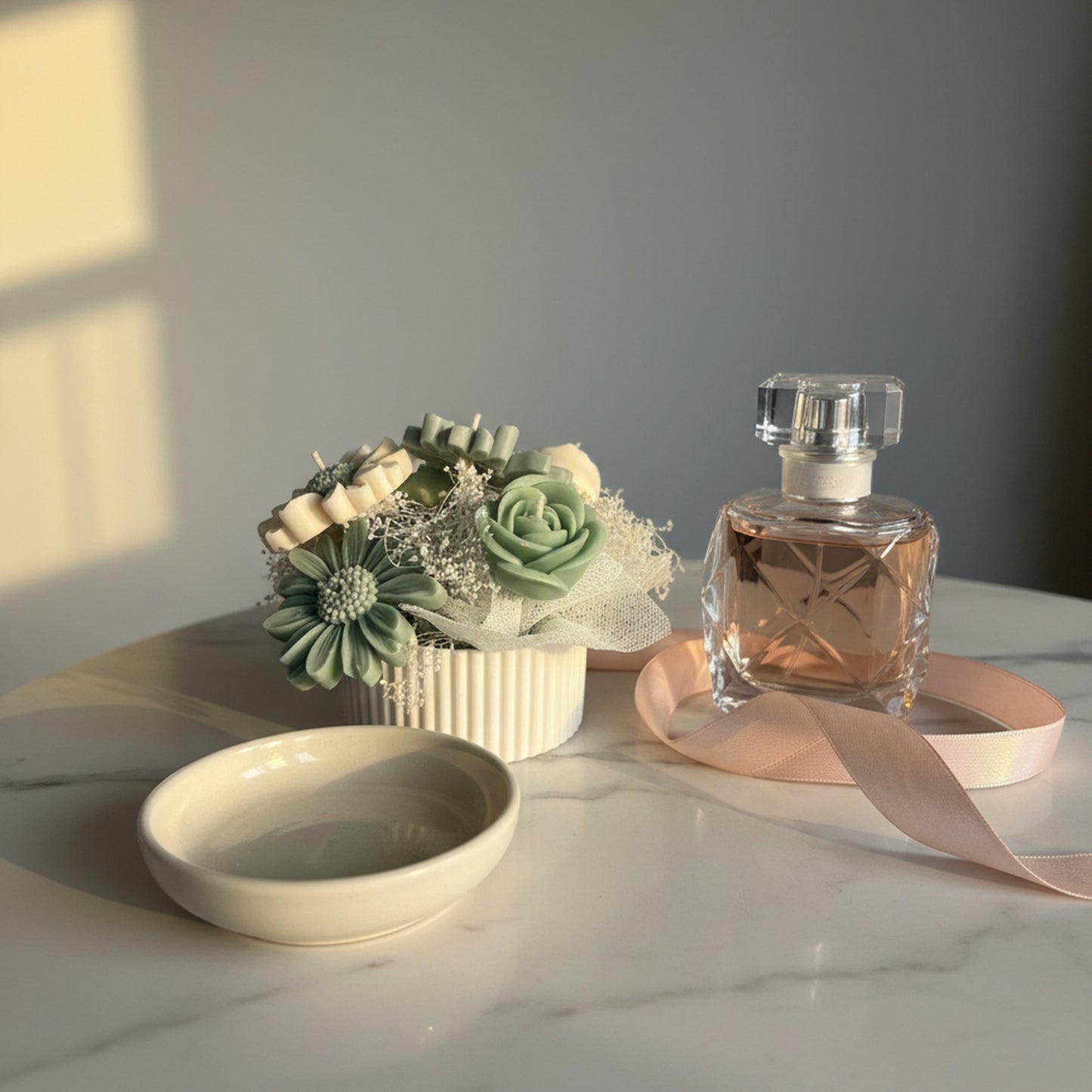 Golden Champagne Candle Bouquet (Meadow Mist)