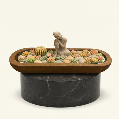 Dark Rose – Signature Wooden Bowl (Zen Buddha)
