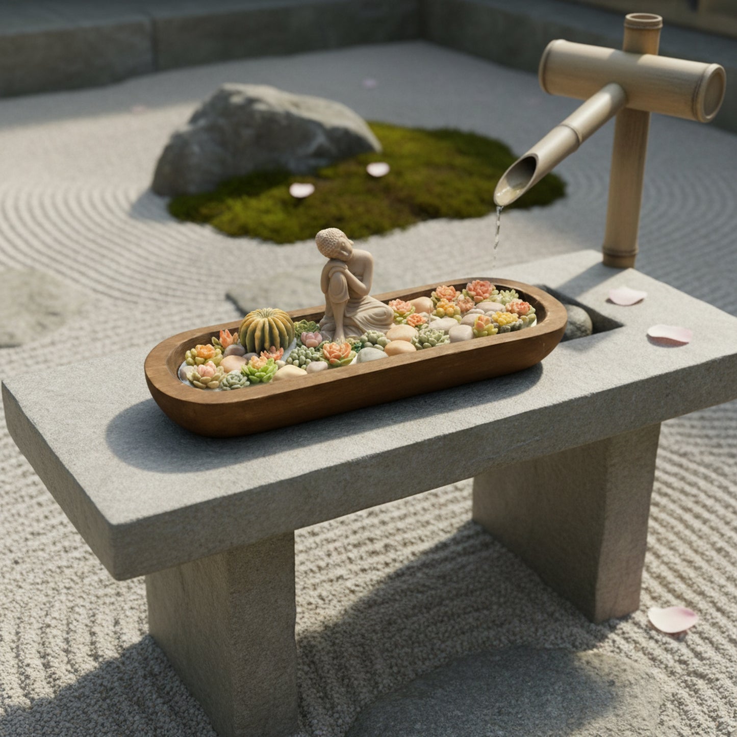 Dark Rose – Signature Wooden Bowl (Zen Buddha)