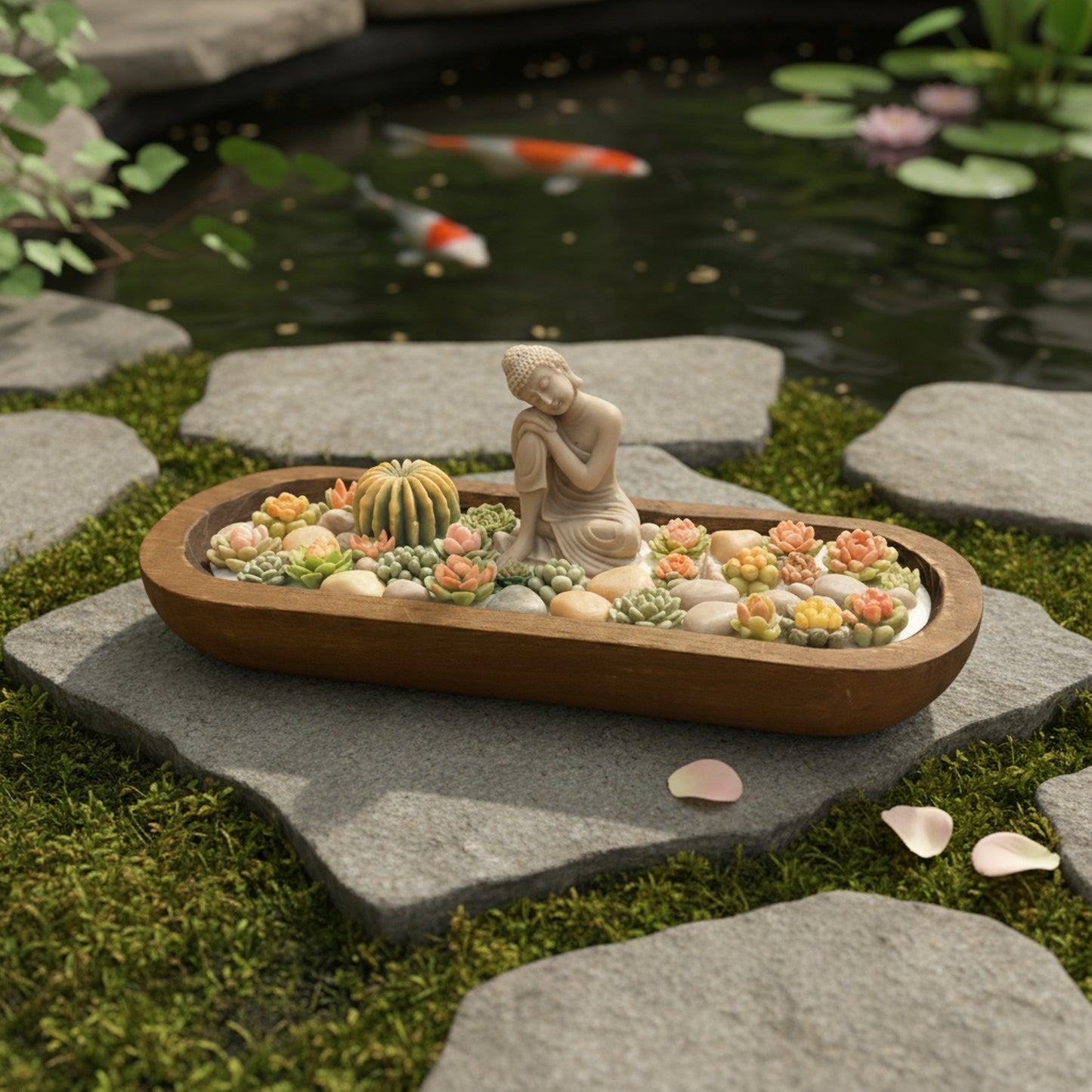 Dark Rose – Signature Wooden Bowl (Zen Buddha)