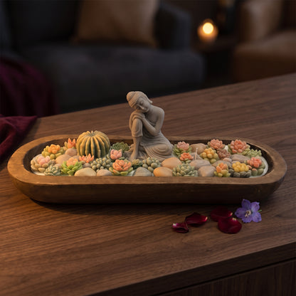 Dark Rose – Signature Wooden Bowl (Zen Buddha)