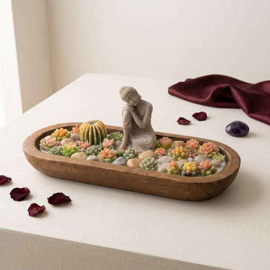 Dark Rose – Signature Wooden Bowl (Zen Buddha)