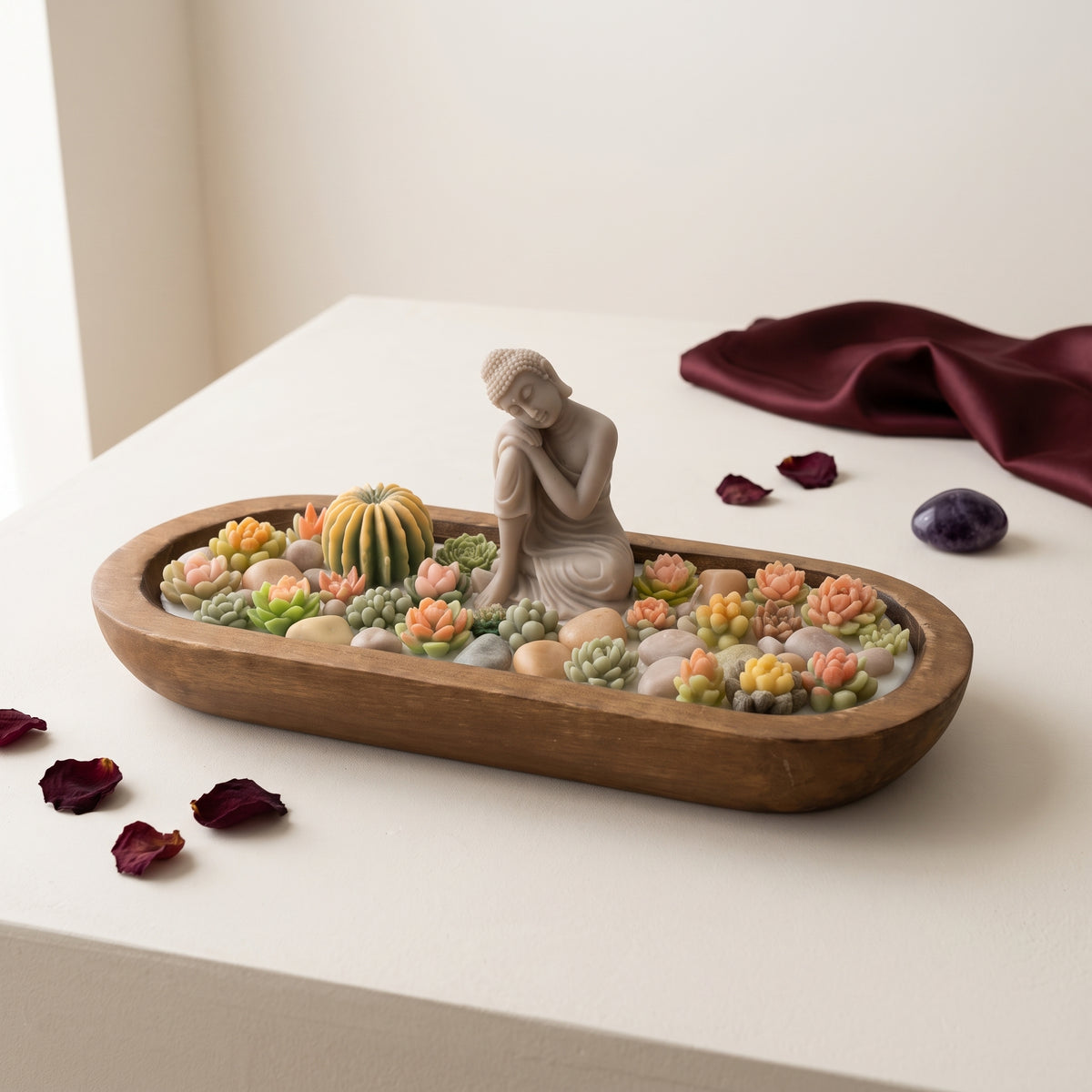 Dark Rose – Signature Wooden Bowl (Zen Buddha)