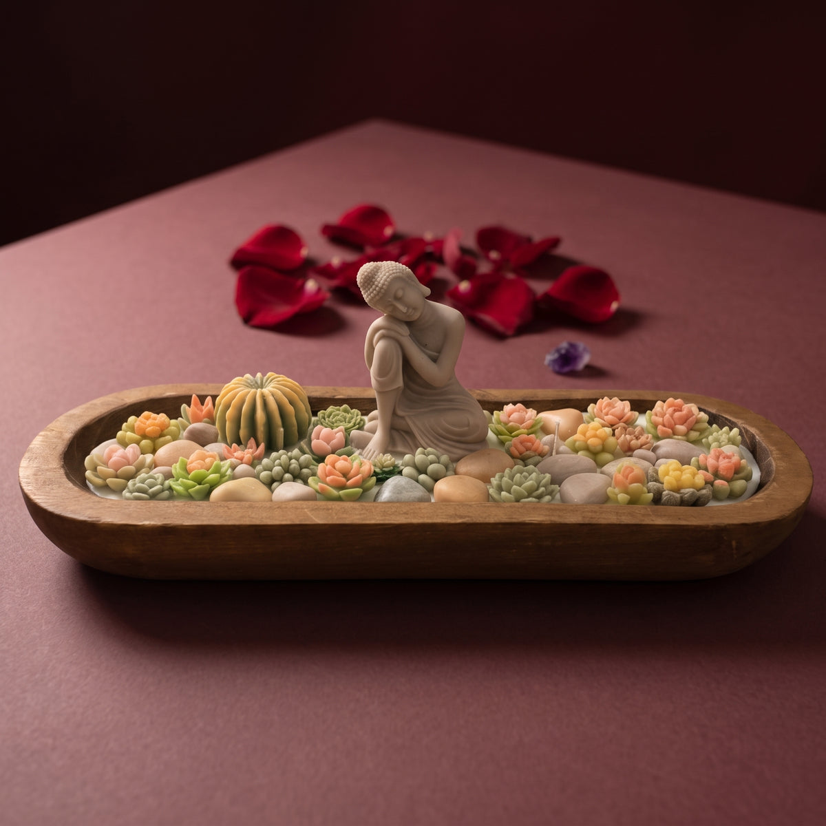 Dark Rose – Signature Wooden Bowl (Zen Buddha)