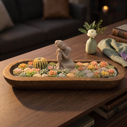 Gardenia Mist – Signature Wooden Bowl (Zen Buddha)