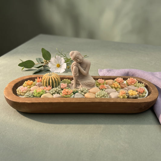 Gardenia Mist – Signature Wooden Bowl (Zen Buddha)