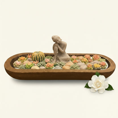 Gardenia Mist – Signature Wooden Bowl (Zen Buddha)