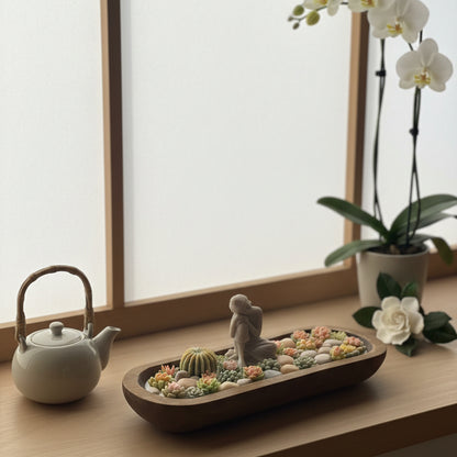 Gardenia Mist – Signature Wooden Bowl (Zen Buddha)