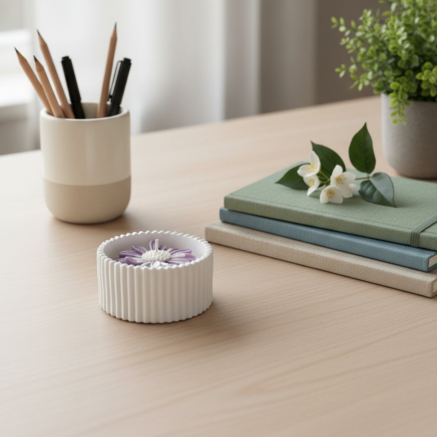 Moonlit Jasmine – Petite Candle (Purple Daisy)
