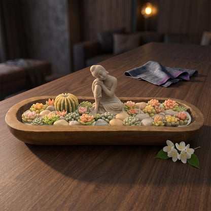 Moonlit Jasmine – Signature Wooden Bowl (Zen Buddha)