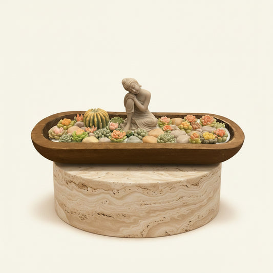 Moonlit Jasmine – Signature Wooden Bowl (Zen Buddha)