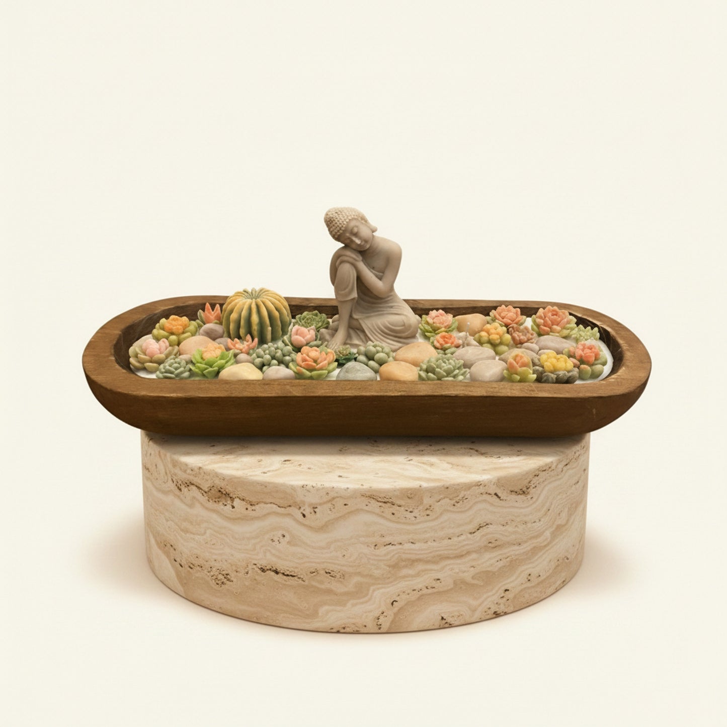 Moonlit Jasmine – Signature Wooden Bowl (Zen Buddha)