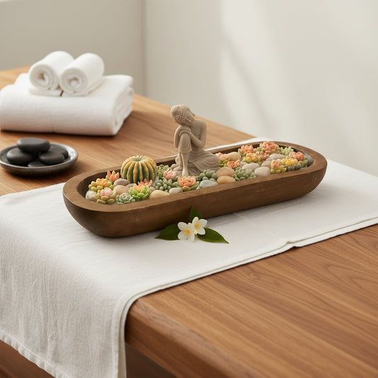 Moonlit Jasmine – Signature Wooden Bowl (Zen Buddha)