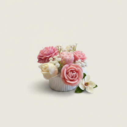 White Magnolia Candle Bouquet (Blush Petal)