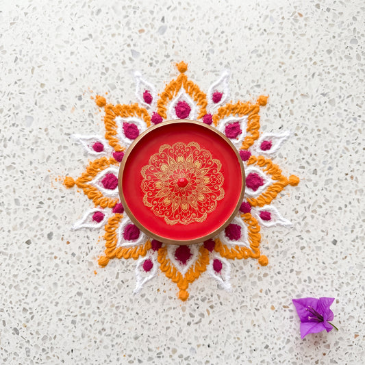 Sandalwood Ember - Golden Mandala/Crimson - Urli Bowl Collection