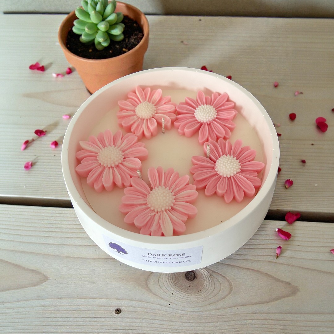 Artisan floral bowl candle